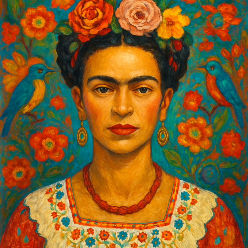 Frida Kahlo inspired portrait artwork
